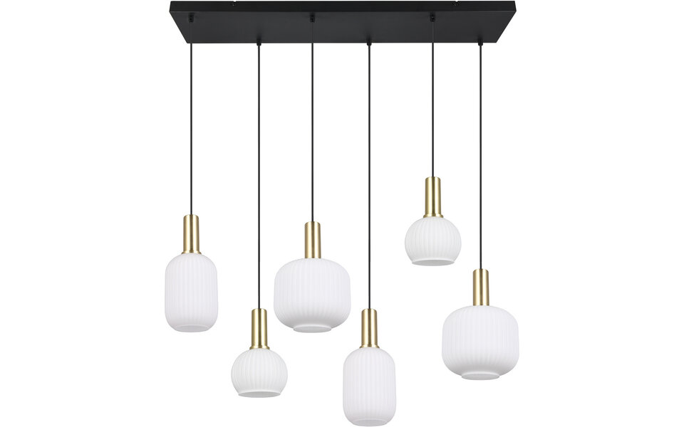 HLW LED Modern Metal LED Pendant Lamp with White Glass & Matte Brass - 6 Light Points HLW LED Modern Metal LED Pendant Lamp with White Glass & Matte Brass - 6 Light Points