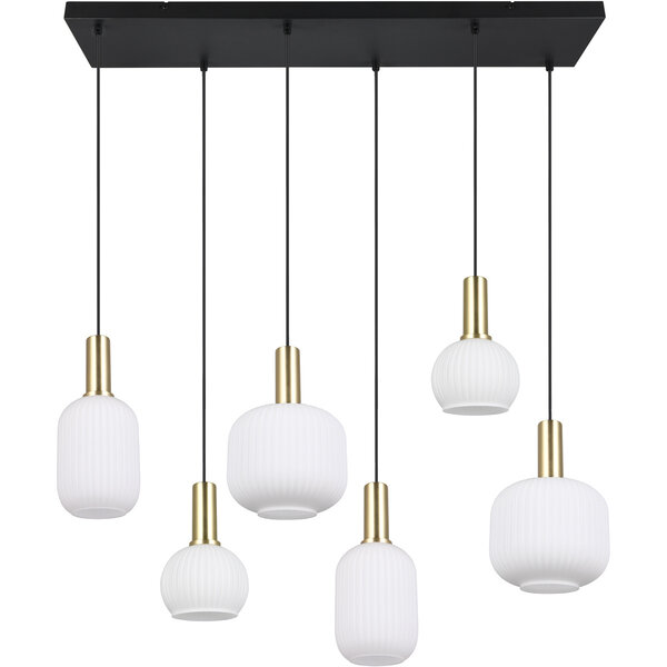 HLW LED Moderne Metalen LED Hanglamp met Wit Glas & Mat Messing - 6 Lichtpunten HLW LED Moderne Metalen LED Hanglamp met Wit Glas & Mat Messing - 6 Lichtpunten