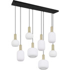 HLW LED Stylish Metal LED Pendant Lamp with White Glass & Matt Brass - 8 Light Points