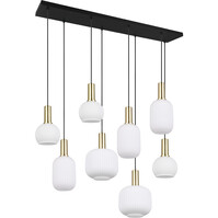 Modern LED Pendant Lamp Matt Brass with White Glass - 8x E27 Modern LED Pendant Lamp Matt Brass with White Glass - 8x E27