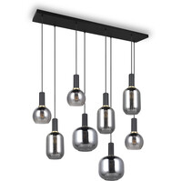 LED Hanglamp Trion Pala - Metalen Zwarte Hanglamp met Glas