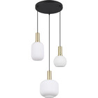 HLW LED Gold Matt Brass LED Pendant Lamp with White Glass - 3x Light Points, Adjustable
