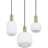 HLW LED Gold Matt Brass LED Pendant Lamp with White Glass - 3x Light Points, Adjustable