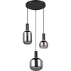 Black LED Pendant Lamp with Glass - Trion Pala 3x E27 Light Points