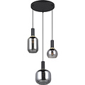Modern Metal LED Pendant Lamp with Glass - Black LED Pendant Lamp Trion Pala 3x E27