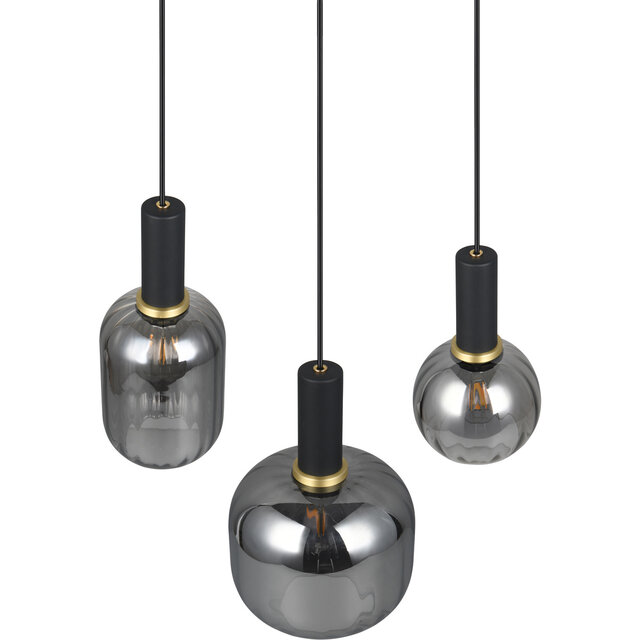 HLW LED Modern Metal LED Pendant Lamp with Glass - Black LED Pendant Lamp Trion Pala 3x E27