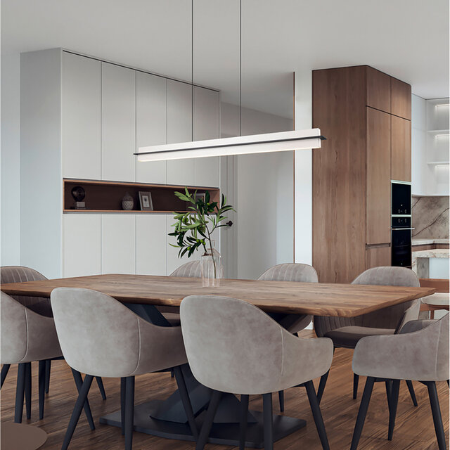 Moderne grijze metalen LED hanglamp met 22W vermogen en strakke vormgeving