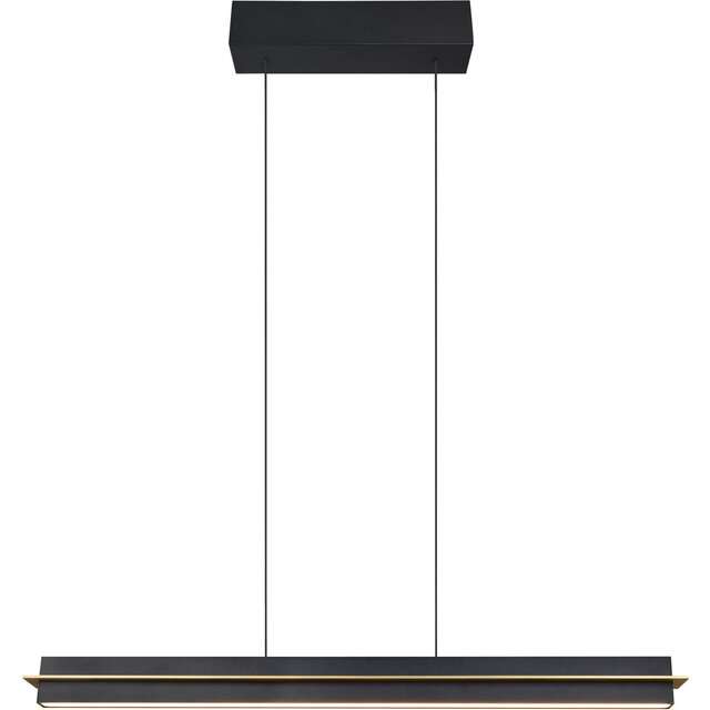 moderne zwarte metalen LED hanglamp met 22W vermogen en strak design moderne zwarte metalen LED hanglamp met 22W vermogen en strak design