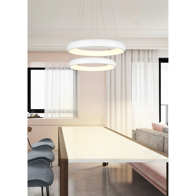 Dimbare witte metalen LED hanglamp 29W met modern design en verstelbare kleurtemperatuur
