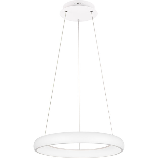 Moderne dimbare LED hanglamp van 38W in mat wit met metalen details