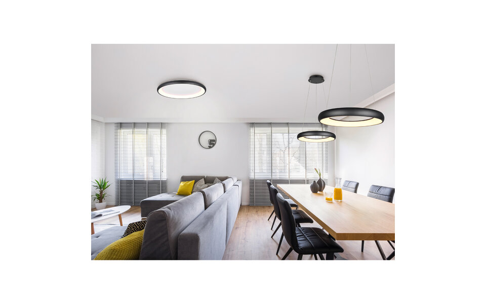 HLW LED Metalen Zwarte LED Hanglamp 38W - Dimbaar & Kleurinstelbaar, Trion Kardo