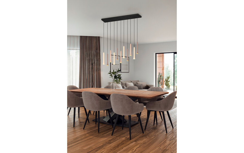 HLW LED Dimbare Zwarte LED Hanglamp Trion Ato - Metalen Design, 11x 3W, Aanpasbare Kleur HLW LED Dimbare Zwarte LED Hanglamp Trion Ato - Metalen Design, 11x 3W, Aanpasbare Kleur