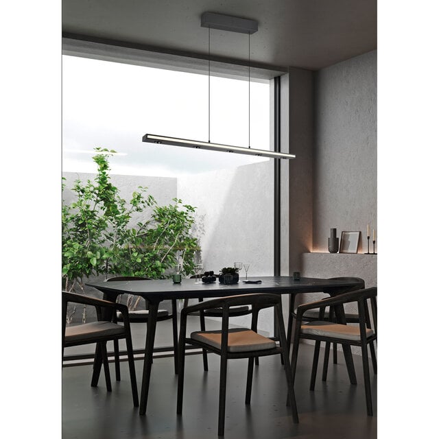 Dimbare zwarte metalen LED hanglamp met modern design en 41,5W vermogen Dimbare zwarte metalen LED hanglamp met modern design en 41,5W vermogen