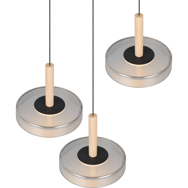 Zwarte dimbare LED hanglamp van metaal met modern design en 22,5W vermogen