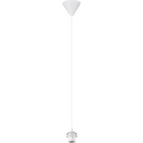 Witte Stoffen LED Hanglamp - Compacte LED lamp met E27 Witte Stoffen LED Hanglamp - Compacte LED lamp met E27