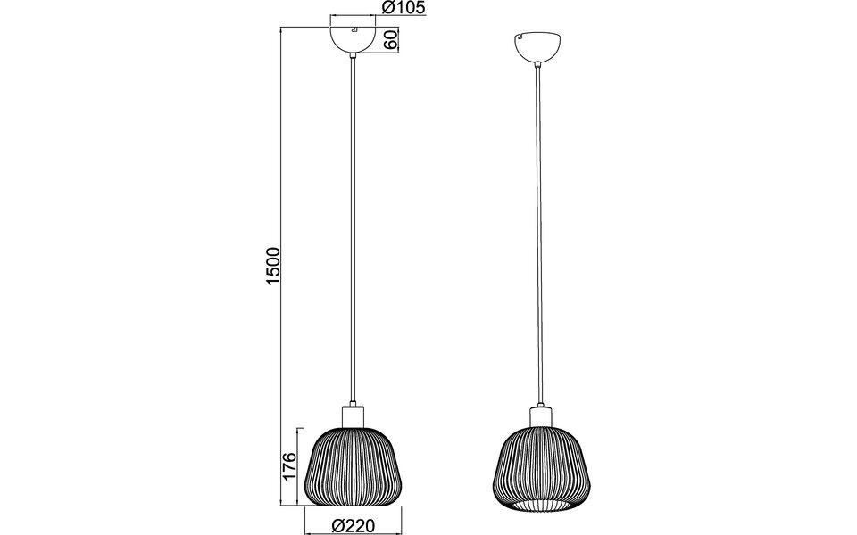HLW LED LED Pendant Lamp Trion Arif - Black Metal LED Pendant Lamp with E27 Fitting
