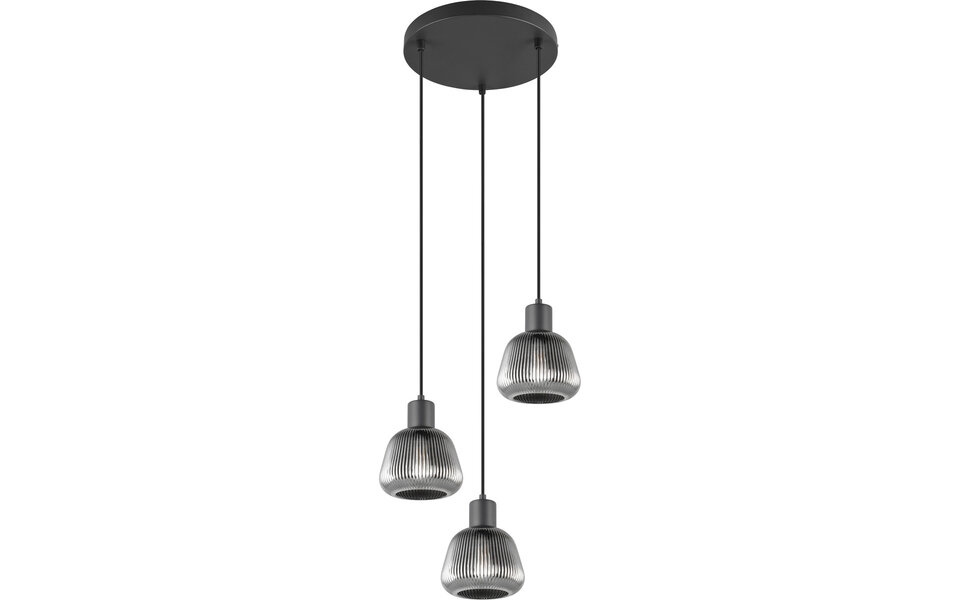 HLW LED Black Metal LED Pendant Lamp Trion Arif - 3-light, E27, Matte Black, Adjustable