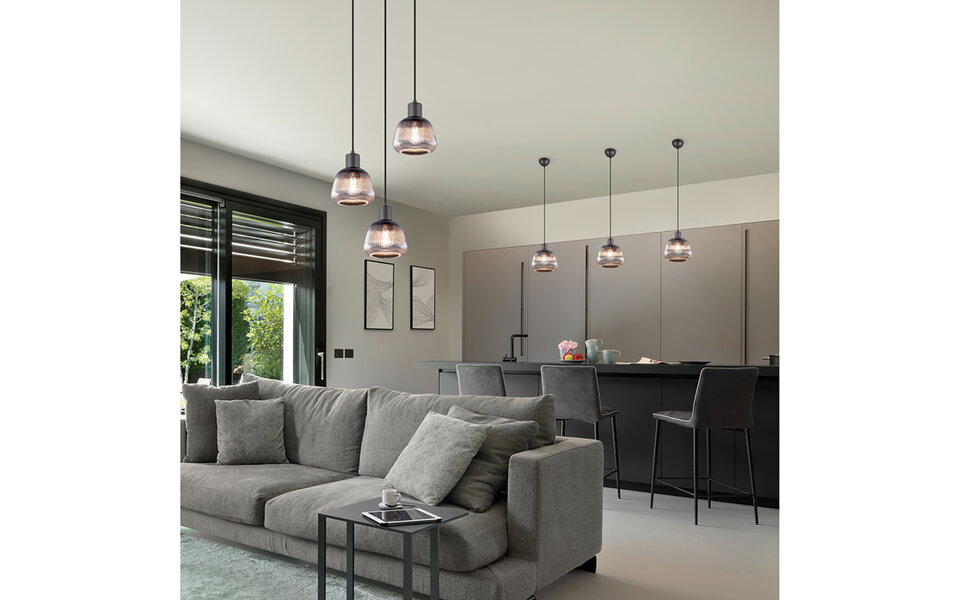 HLW LED Black Metal LED Pendant Lamp Trion Arif - 3-light, E27, Matte Black, Adjustable