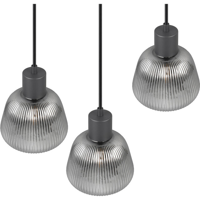 HLW LED Black Metal LED Pendant Lamp Trion Arif - 3-light, E27, Matte Black, Adjustable