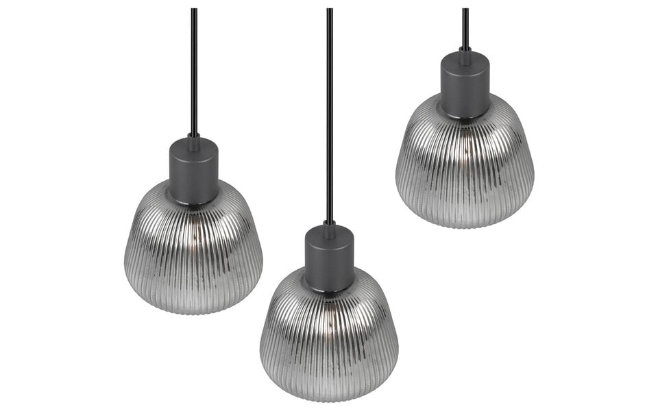 HLW LED Zwarte Metalen LED Hanglamp Trion Arif - 3-lichts, E27, Mat Zwart, Verstelbaar