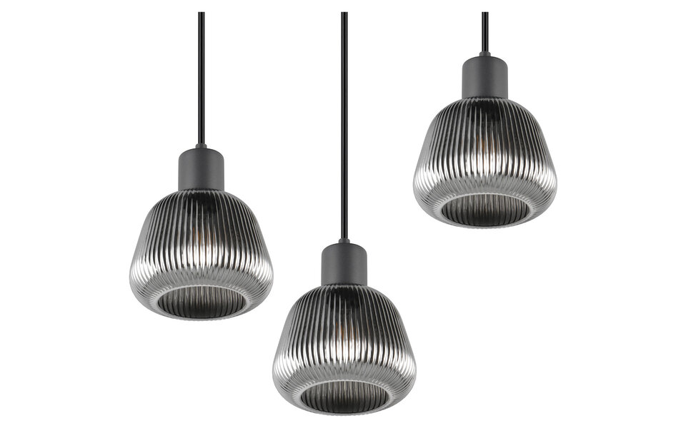 HLW LED Zwarte Metalen LED Hanglamp Trion Arif - 3-lichts, E27, Mat Zwart, Verstelbaar