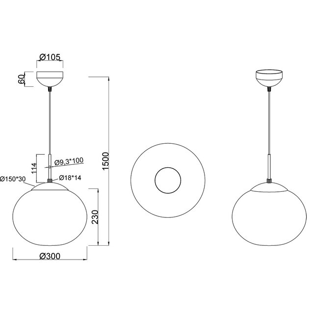 HLW LED Metal Gold LED Pendant Lamp Trion Ferdi - Round, Matte Brass, E27 Fitting