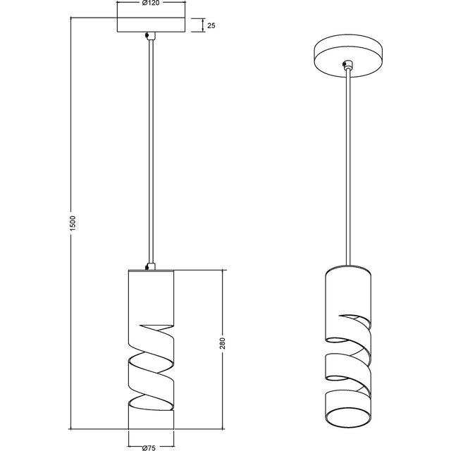 moderne metalen LED hanglamp in coffee kleur met GU10 fitting en 10W vermogen