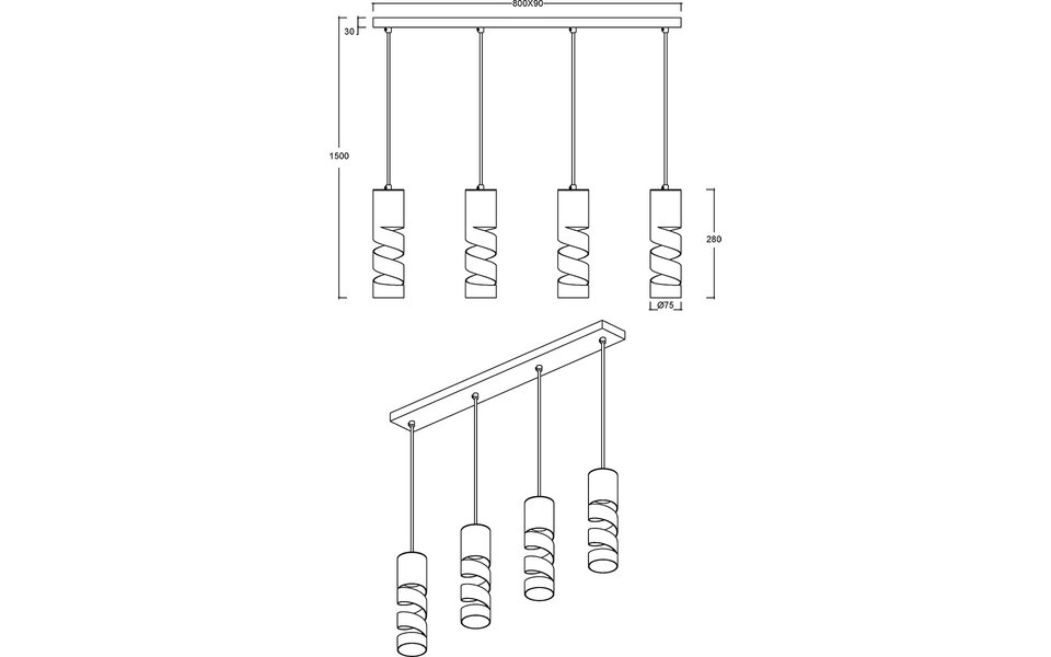 HLW LED Metal LED Pendant Lamp Trion Meser - 4-light LED lamp with GU10 fitting, adjustable & energy efficient HLW LED Metal LED Pendant Lamp Trion Meser - 4-light LED lamp with GU10 fitting, adjustable & energy efficient