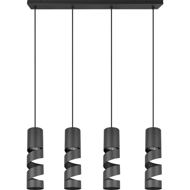 Zwarte metalen LED hanglamp met 4 lichtpunten en modern design, 10W vermogen