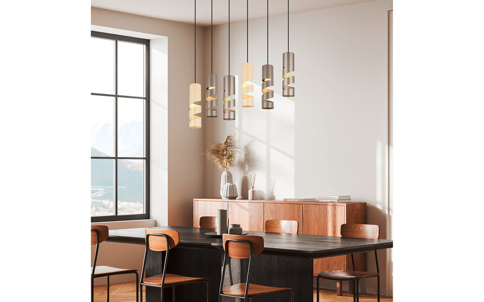 HLW LED Moderne Metalen LED Hanglamp Trion Meser - 6-lichts LED lamp met GU10 fitting HLW LED Moderne Metalen LED Hanglamp Trion Meser - 6-lichts LED lamp met GU10 fitting