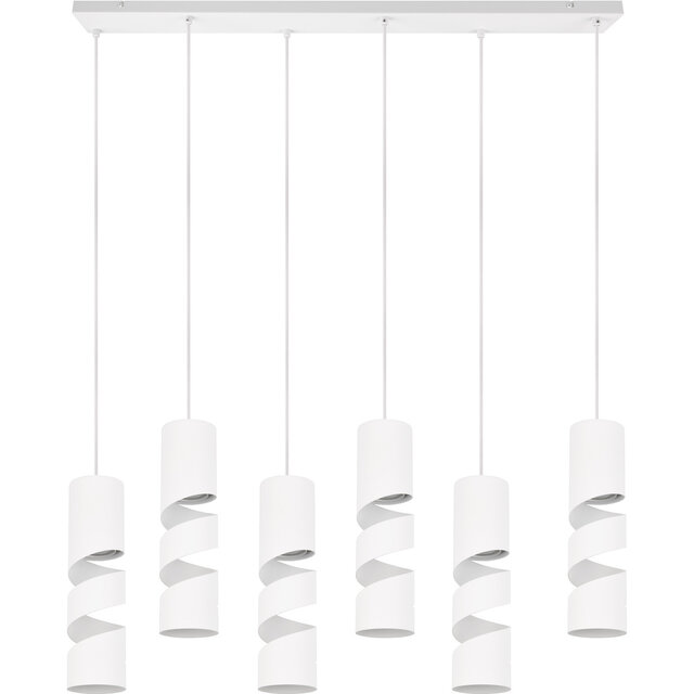 Witte metalen hanglamp met 6 LED-lichtbronnen en moderne uitstraling, 10W vermogen