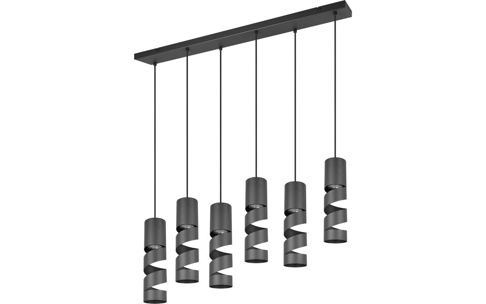 HLW LED LED Hanglamp Trion Meser - Zwarte Metalen LED Hanglamp 6-lichts, GU10, Verstelbaar HLW LED LED Hanglamp Trion Meser - Zwarte Metalen LED Hanglamp 6-lichts, GU10, Verstelbaar