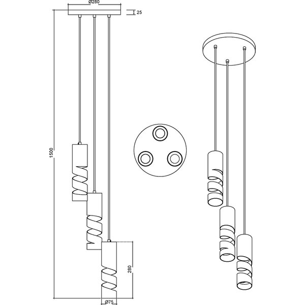 HLW LED Witte Metalen LED Hanglamp Trion Meser - 3-lichts, Verstelbaar & Energiezuinig HLW LED Witte Metalen LED Hanglamp Trion Meser - 3-lichts, Verstelbaar & Energiezuinig