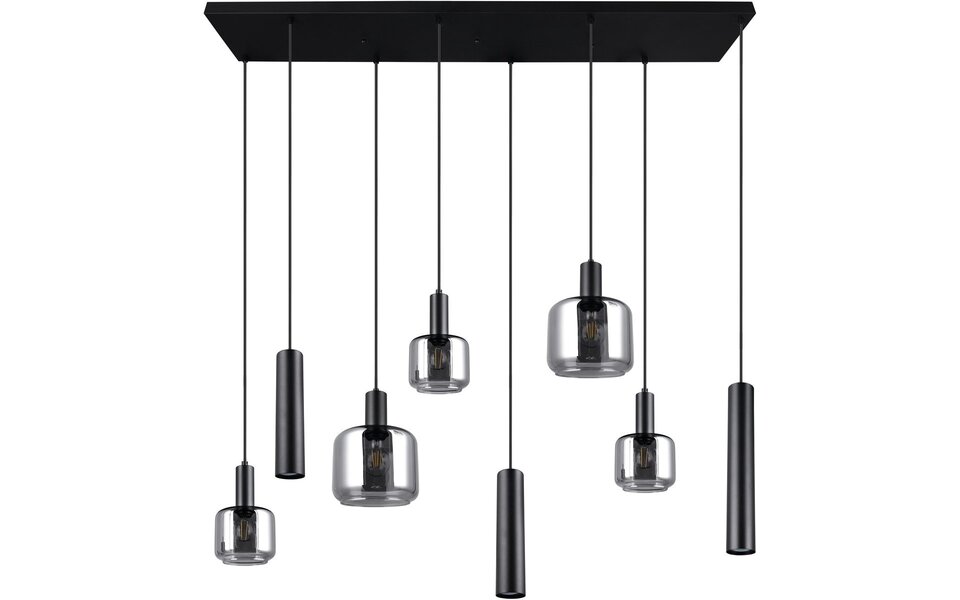 HLW LED Moderne zwarte LED hanglamp Trion Marat - 8-lichts metalen design HLW LED Moderne zwarte LED hanglamp Trion Marat - 8-lichts metalen design