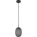 Zwarte LED Hanglamp - Metalen LED Hanglamp met Rookkleurig Glas en E27 Fitting