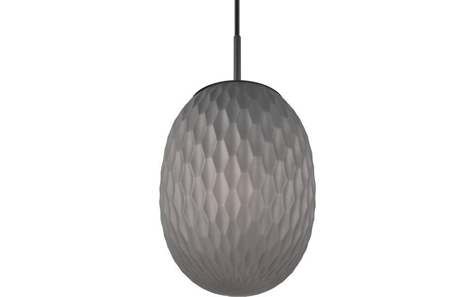 HLW LED Black LED Pendant Lamp - Metal LED Pendant Lamp with Smoke-Colored Glass and E27 Fitting