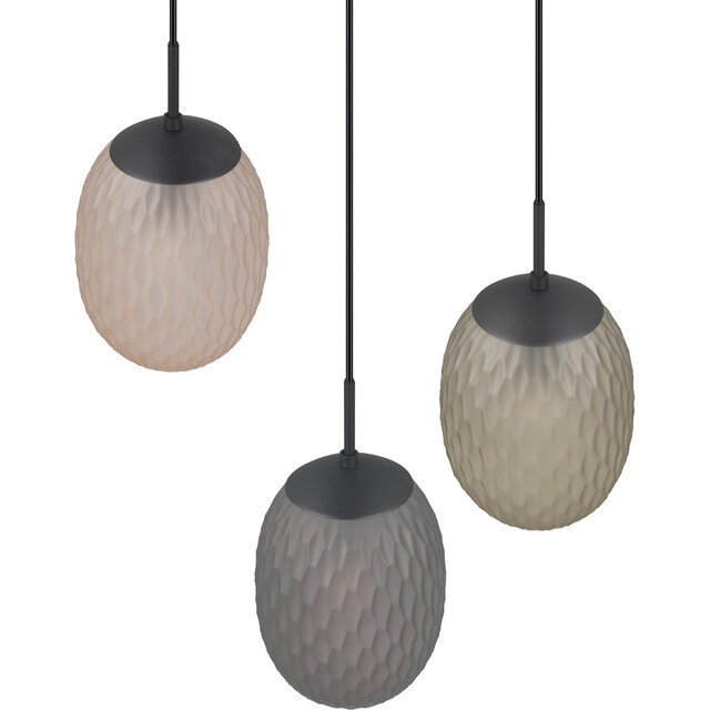 HLW LED Zwarte Metalen LED Hanglamp - 3-lichts E27 fitting, Mat Zwart, Trion Feget HLW LED Zwarte Metalen LED Hanglamp - 3-lichts E27 fitting, Mat Zwart, Trion Feget