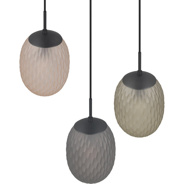 HLW LED Zwarte Metalen LED Hanglamp - 3-lichts E27 fitting, Mat Zwart, Trion Feget HLW LED Zwarte Metalen LED Hanglamp - 3-lichts E27 fitting, Mat Zwart, Trion Feget