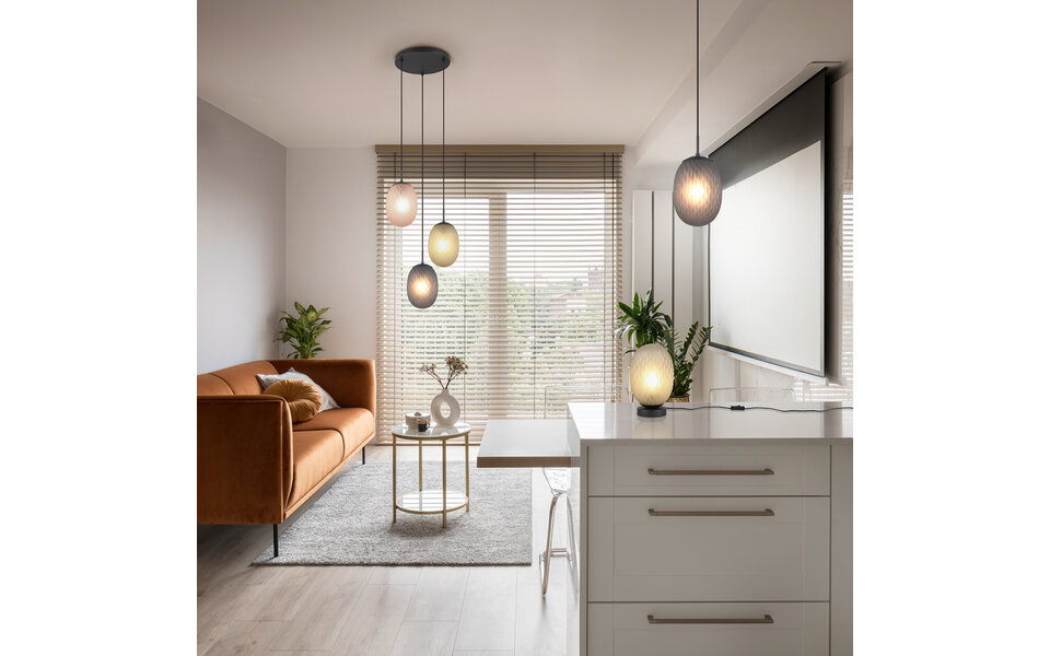 HLW LED Zwarte Metalen LED Hanglamp - 3-lichts E27 fitting, Mat Zwart, Trion Feget HLW LED Zwarte Metalen LED Hanglamp - 3-lichts E27 fitting, Mat Zwart, Trion Feget