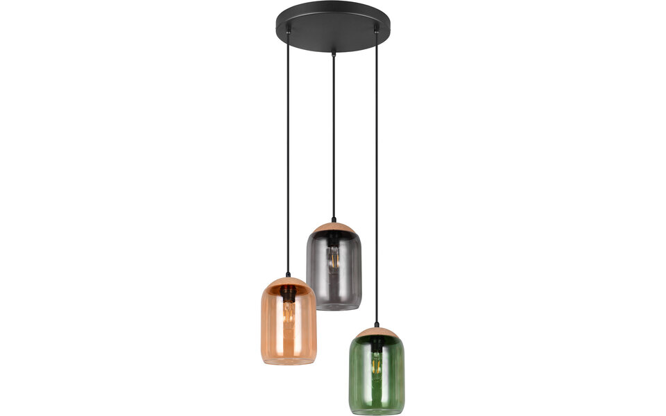 HLW LED Matte Black LED Pendant Lamp - Metal 3-light E27 Trion Crog