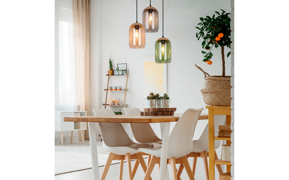 HLW LED Matte Black LED Pendant Lamp - Metal 3-light E27 Trion Crog