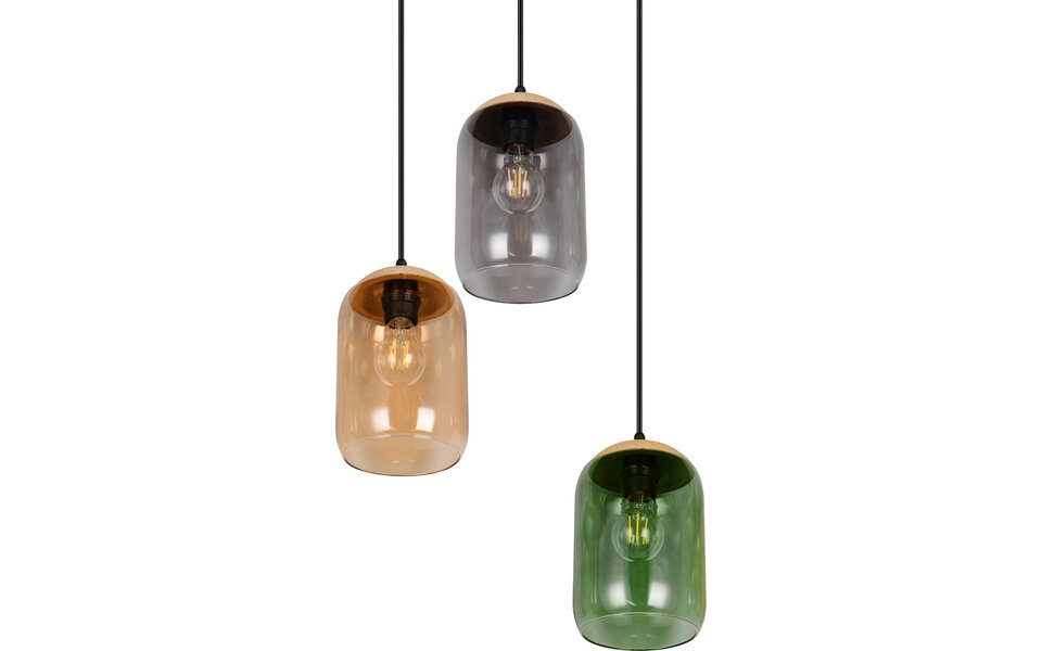 HLW LED Matte Black LED Pendant Lamp - Metal 3-light E27 Trion Crog