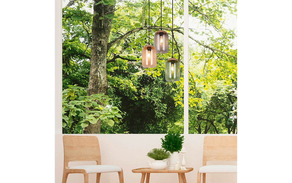 HLW LED Matte Black LED Pendant Lamp - Metal 3-light E27 Trion Crog