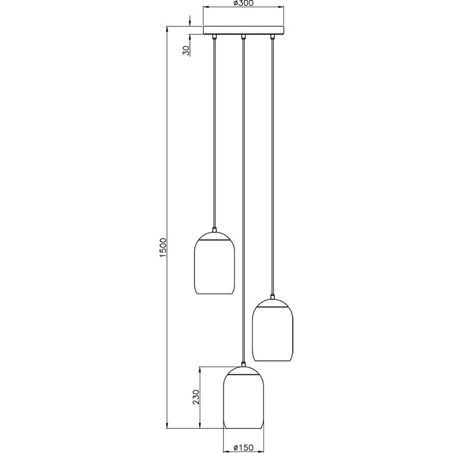 HLW LED Matte Black LED Pendant Lamp - Metal 3-light E27 Trion Crog