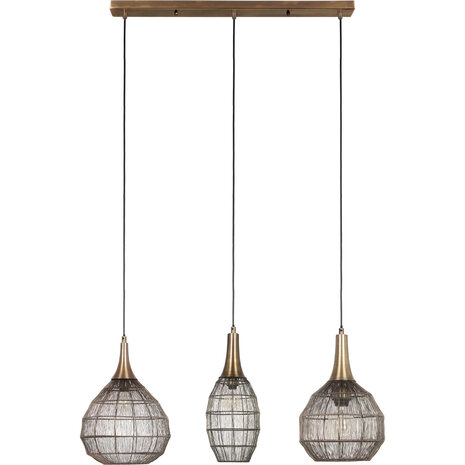 Metalen LED Hanglamp Sorana in Oud Brons - 3-lichts LED Lamp met E27 Fitting Metalen LED Hanglamp Sorana in Oud Brons - 3-lichts LED Lamp met E27 Fitting