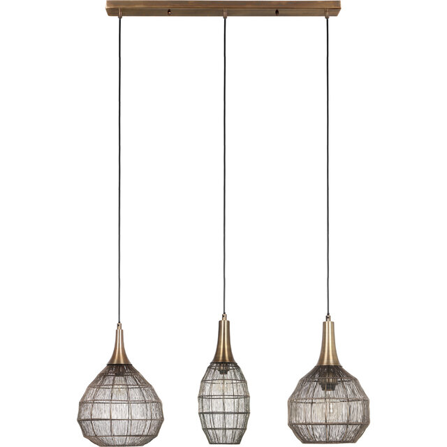 LED Hanglamp Sorana - Metalen Bronzen 3-lichts LED Lamp Verlichting per ruimte