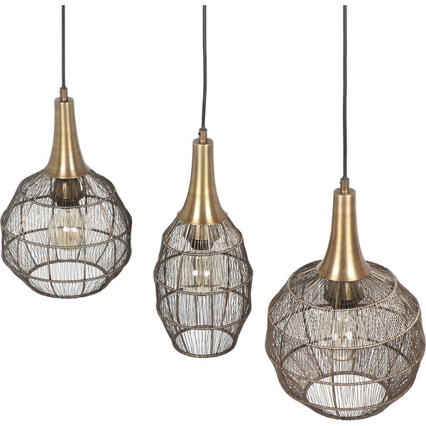 HLW LED Metalen LED Hanglamp Sorana in Oud Brons - 3-lichts LED Lamp met E27 Fitting HLW LED Metalen LED Hanglamp Sorana in Oud Brons - 3-lichts LED Lamp met E27 Fitting