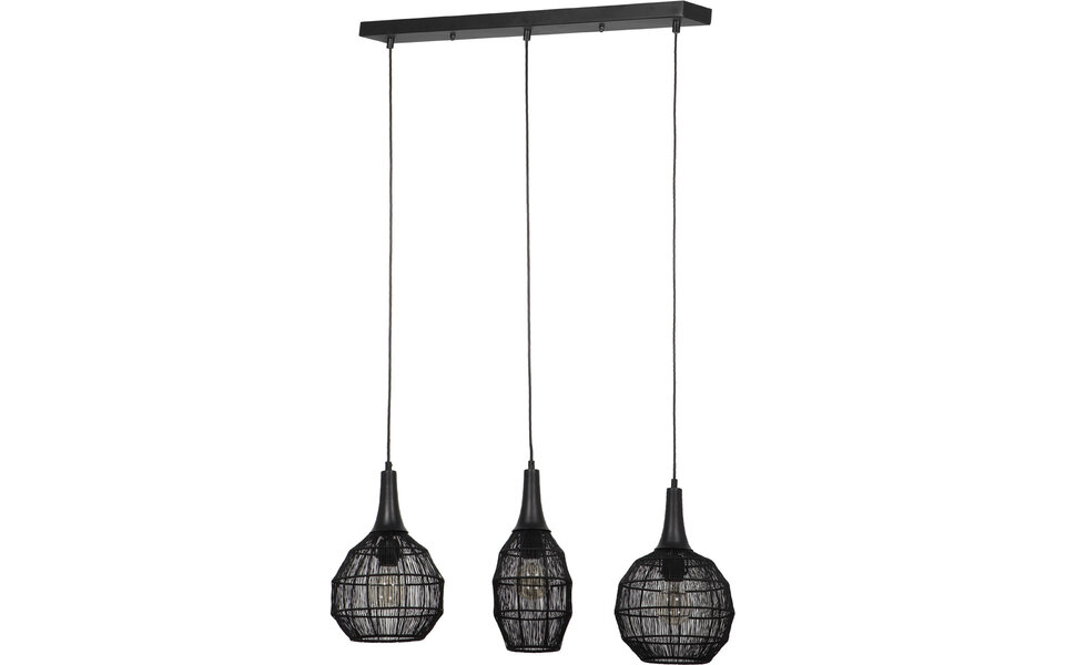 HLW LED Stylish Metal Black LED Pendant Lamp Trion Sorana - 3-light E27 HLW LED Stylish Metal Black LED Pendant Lamp Trion Sorana - 3-light E27