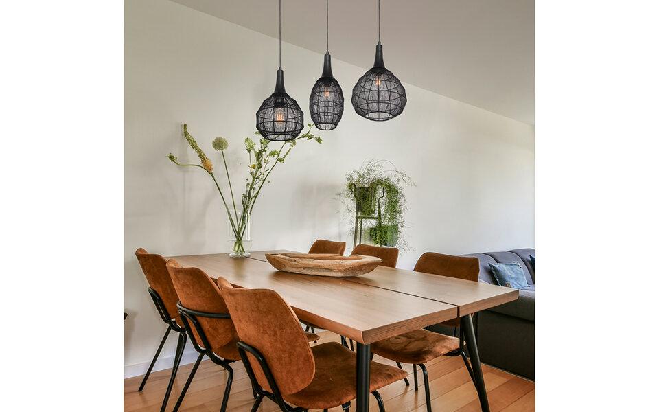 HLW LED Stijlvolle Metalen Zwarte LED Hanglamp Trion Sorana - 3-lichts E27 HLW LED Stijlvolle Metalen Zwarte LED Hanglamp Trion Sorana - 3-lichts E27