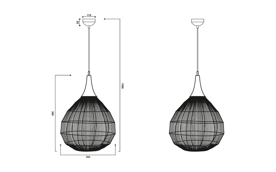 HLW LED Zwarte Metalen LED Hanglamp Trion Sorana - Rond, E27, Verstelbaar